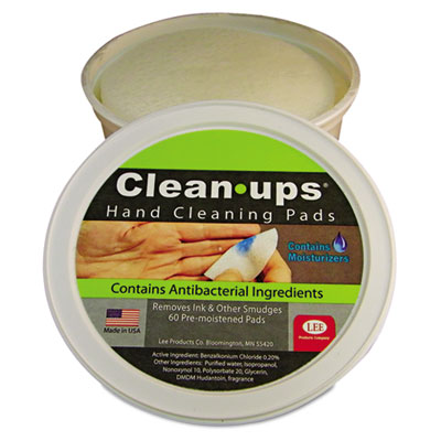 LEE Clean-Ups Hand Cleaning Pads, Cloth, 3" dia, 60/Tub LEE10145