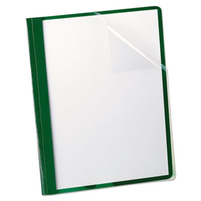 Oxford Clear Front Report Cover, 3 Fasteners, Letter, 1/2" Capacity, Green, 25/Box OXF55807