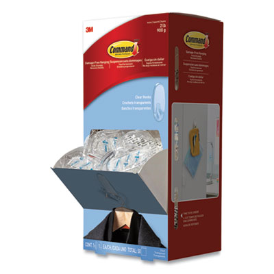 Command 17091CLRCABPK Clear Hooks and Strips, Plastic, Medium, 50 Hooks with 50 Adhesive Strips per Carton MMM17091CLRCABP