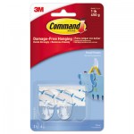 Command 17092CLR-ES Clear Hooks & Strips, Plastic, Small, 2 Hooks & 4 Strips/Pack MMM17092CLRES