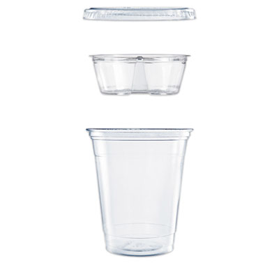 Dart Clear PET Cups with Single Compartment Insert, 12 oz, Clear, 500/Carton DCCPF35C1CP