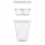 Dart Clear PET Cups with Single Compartment Insert, 12 oz, Clear, 500/Carton DCCPF35C1CP