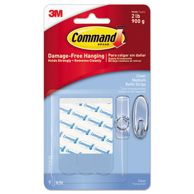 Command 17021CLR-ES Clear Refill Strips, 5/8 x 1 3/4, 9/Pack MMM17021CLRES