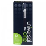 UNV39912 Clear Roller Ball Retractable Gel Pen, Black Ink, Medium, Dozen UNV39912