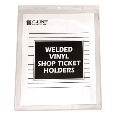 C-Line Clear Vinyl Shop Ticket Holder, Both Sides Clear, 15", 8 1/2 x 11, 50/BX CLI80911