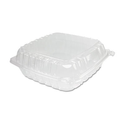 Dart DCC C95PST1 ClearSeal Plastic Hinged Container, Large, 9x9-1/2x3, Clear, 100/Bag DCCC95PST1