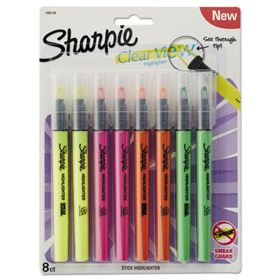 Sharpie Clearview Pen-Style Highlighter, Chisel Tip, Assorted Colors, 8/Pack SAN1966798