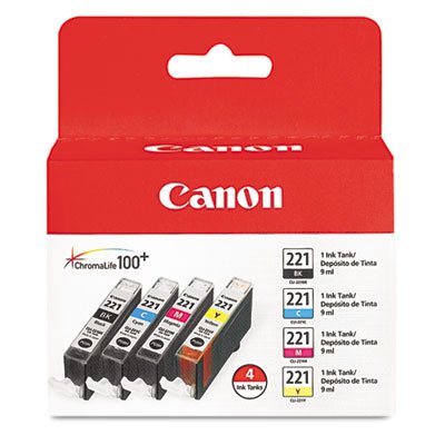 (CLI-221) Ink, Black/Cyan/Magenta/Yellow, 4/PK CNM2946B004