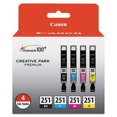 (CLI-251) ChromaLife100+ Ink, Black/Cyan/Magenta/Yellow, 4/PK CNM6513B004