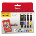 Canon CLI-251) Ink & Paper Combo Pack, Black/Cyan/Magenta/Yellow CNM6497B004