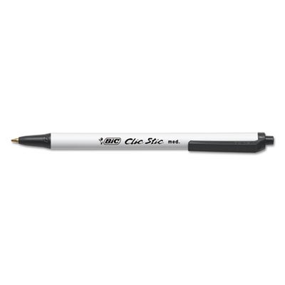BIC Clic Stic Ballpoint Retractable Pen, Black Ink, 1mm, Medium, Dozen BICCSM11BK