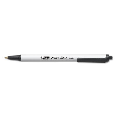 BIC Clic Stic Ballpoint Retractable Pen, Black Ink, 1mm, Medium, Dozen BICCSM11BK