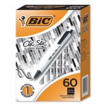 BIC Clic Stic Retractable Ballpoint Pen Value Pack, Medium 1.2 mm, Black Ink, White Barrel, 60/Pack BICCSM60BK