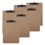 Clipboard with Low-Profile Clip, 1/2" Capacity, 5 x 8 Sheets, Brown, 6/Pk UNV05561