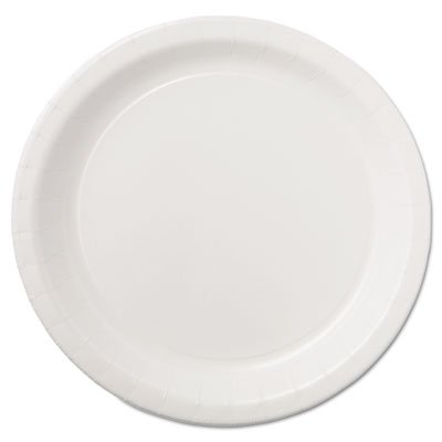 HFM PL7095 Coated Paper Dinnerware, Plate, 9", White, 50/Pack, 10 Packs/Carton HFMPL7095
