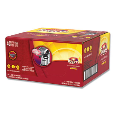 Folgers 2550010117 Coffee Filter Packs, Classic Roast, 1.4 oz Pack, 40/Carton FOL10117