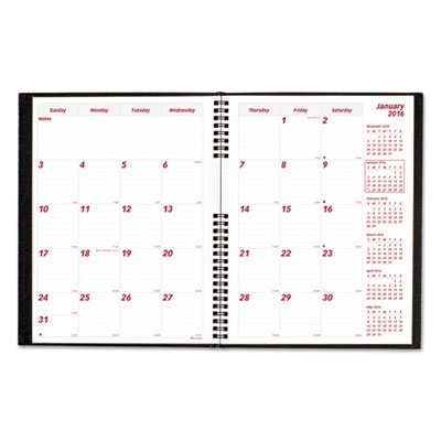 Brownline CoilPro Monthly Planner, 14-Month Ruled, 11 x 8-1/2, Black, 2016 REDCB1262CBLK