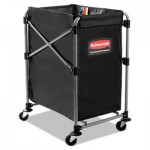 Rubbermaid Commercial Collapsible X-Cart, Steel, Four Bushel Cart, 20.33w x 24.1d x 34h, Black/Silver RCP1881749