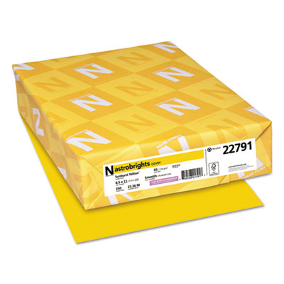 Astrobrights Color Cardstock, 65 lb, 8.5 x 11, Sunburst Yellow, 250/Pack WAU22791