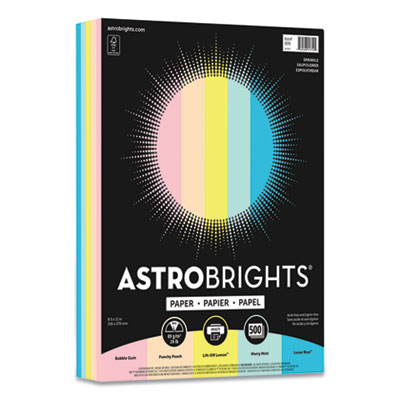 Astrobrights Color Paper, 24 lb, 8.5 x 11, Assorted Colors, 500/Ream WAU91714