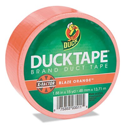 Duck 868090 Colored Duct Tape, 9 mil, 1.88" x 15 yds, 3" Core, Neon Orange DUC1265019