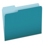 Pendaflex 152 1/3 TEA Colored File Folders, 1/3-Cut Tabs, Letter Size, Teal/Light Teal, 100/Box PFX15213TEA