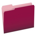 Pendaflex 152 1/3 BUR Colored File Folders, 1/3-Cut Tabs, Letter Size, Burgundy/Light Burgundy, 100/Box PFX15213BUR
