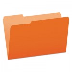 Pendaflex 153 1/3 ORA Colored File Folders, 1/3-Cut Tabs, Legal Size, Orange/Light Orange, 100/Box PFX15313ORA