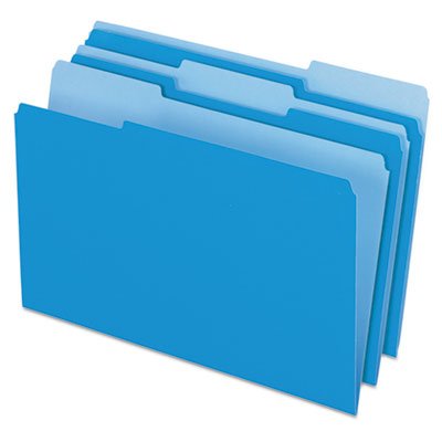 Pendaflex Colored File Folders, 1/3 Cut Top Tab, Legal, Blue/Light Blue, 100/Box PFX15313BLU