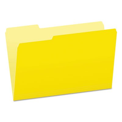 Pendaflex 153 1/3 YEL Colored File Folders, 1/3 Cut Top Tab, Legal, Yellow, Light Yellow, 100/Box PFX15313YEL