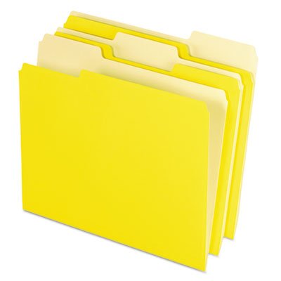Pendaflex Colored File Folders, 1/3 Cut Top Tab, Letter, Yellow, Light Yellow, 100/Box PFX15213YEL