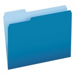 Pendaflex 152 1/3 BLU Colored File Folders, 1/3-Cut Tabs, Letter Size, Blue/Light Blue, 100/Box PFX15213BLU