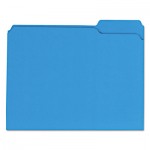 UNV16161 Colored File Folders, 1/3 Cut Assorted, Two-Ply Top Tab, Letter, Blue, 100/Box UNV16161