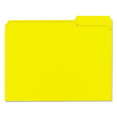 UNV16164 Colored File Folders, 1/3 Cut Assorted, Two-Ply Top Tab, Letter, Yellow, 100/Box UNV16164