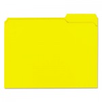 UNV16164 Colored File Folders, 1/3 Cut Assorted, Two-Ply Top Tab, Letter, Yellow, 100/Box UNV16164