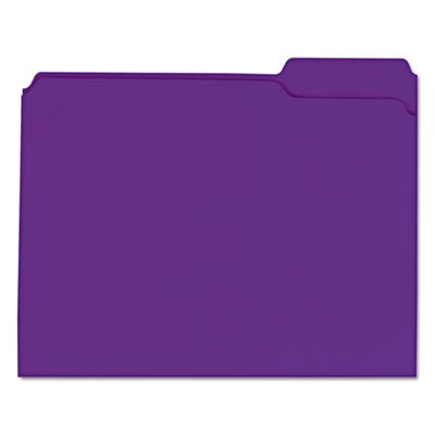 UNV16165 Colored File Folders, 1/3 Cut Assorted, Two-Ply Top Tab, Letter, Violet, 100/Box UNV16165
