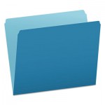 Pendaflex 152 BLU Colored File Folders, Straight Tab, Letter Size, Blue/Light Blue, 100/Box PFX152BLU
