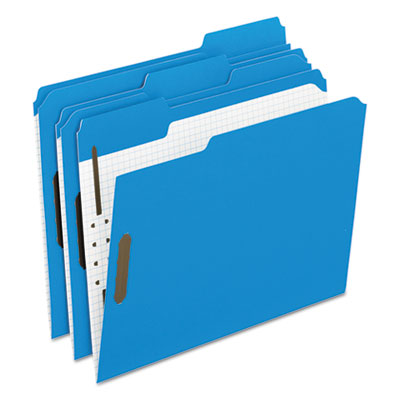 Pendaflex Colored Folders with Two Embossed Fasteners, 1/3-Cut Tabs, Letter Size, Blue, 50/Box PFX21301