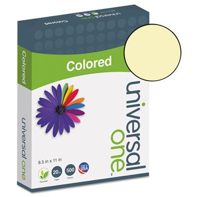 UNV11201 Colored Paper, 20lb, 8-1/2 x 11, Canary, 500 Sheets/Ream UNV11201