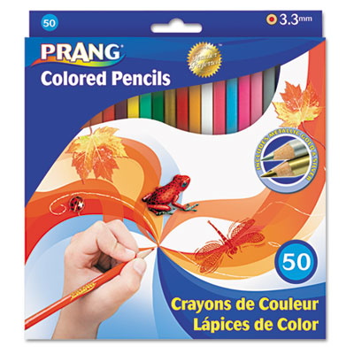 Prang Colored Pencil Sets, 3.3 mm, 2B (#1), Assorted Lead/Barrel Colors, 50/Pack DIX22480
