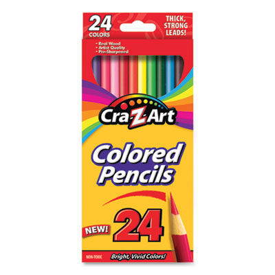 Cra-Z-Art Colored Pencils, 24 Assorted Lead/Barrel Colors, 24/Set CZA10403WM40
