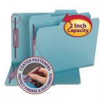 Smead Colored Pressboard Folders with Two SafeSHIELD Coated Fasteners, 1/3-Cut Tabs, Letter Size, Blue, 25/Box SMD14937