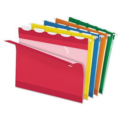 Pendaflex Colored Reinforced Hanging Folders, 1/5 Tab, Letter, Asst, 25/Box PFX42592