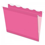 Pendaflex Colored Reinforced Hanging Folders, 1/5 Tab, Letter, Pink, 20/Box PFX90240