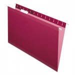 Pendaflex 04153 1/5 BUR Colored Reinforced Hanging Folders, Legal Size, 1/5-Cut Tab, Burgundy, 25/Box PFX415315BUR