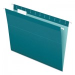Pendaflex 04152 1/5 TEA Colored Reinforced Hanging Folders, Letter Size, 1/5-Cut Tab, Teal, 25/Box PFX415215TEA
