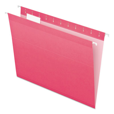 Pendaflex 04152 1/5 PIN Colored Reinforced Hanging Folders, Letter Size, 1/5-Cut Tab, Pink, 25/Box PFX415215PIN