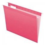 Pendaflex 04152 1/5 PIN Colored Reinforced Hanging Folders, Letter Size, 1/5-Cut Tab, Pink, 25/Box PFX415215PIN