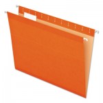 Pendaflex 04152 1/5 ORA Colored Reinforced Hanging Folders, Letter Size, 1/5-Cut Tab, Orange, 25/Box PFX415215ORA