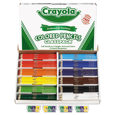 Crayola 688024 Colored Woodcase Pencil Classpack, 3.3 mm, 12 Assorted Colors/Box CYO688024